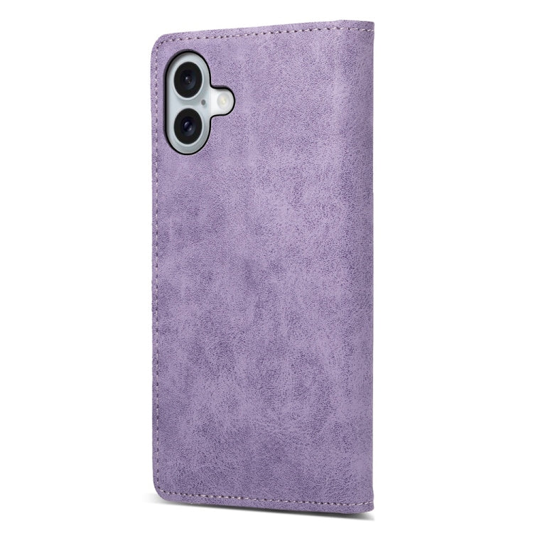 For iPhone 16 Plus Business Solid Color Magnetic RFID Leather Phone Case(Purple) - iPhone 16 Plus Cases by buy2fix | Online Shopping UK | buy2fix