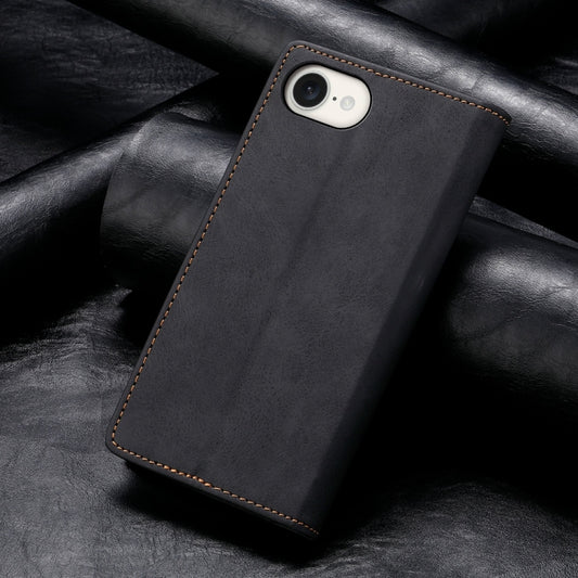 For iPhone 16e Business Solid Color Magnetic RFID Leather Phone Case(Black) by buy2fix