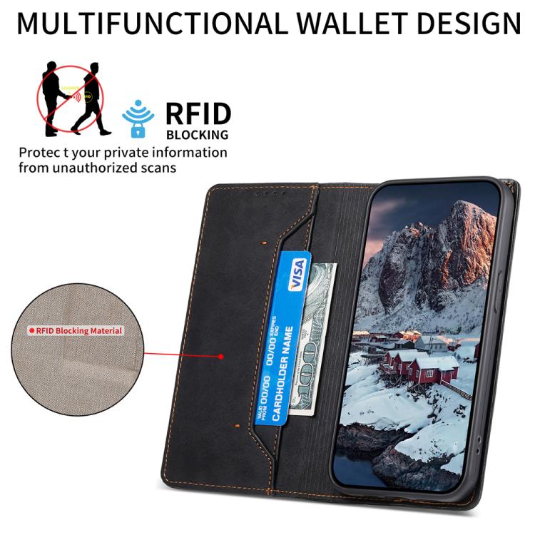 For iPhone Air Business Solid Color Magnetic RFID Leather Phone Case(Black) - iPhone Air Cases by buy2fix | Online Shopping UK | buy2fix