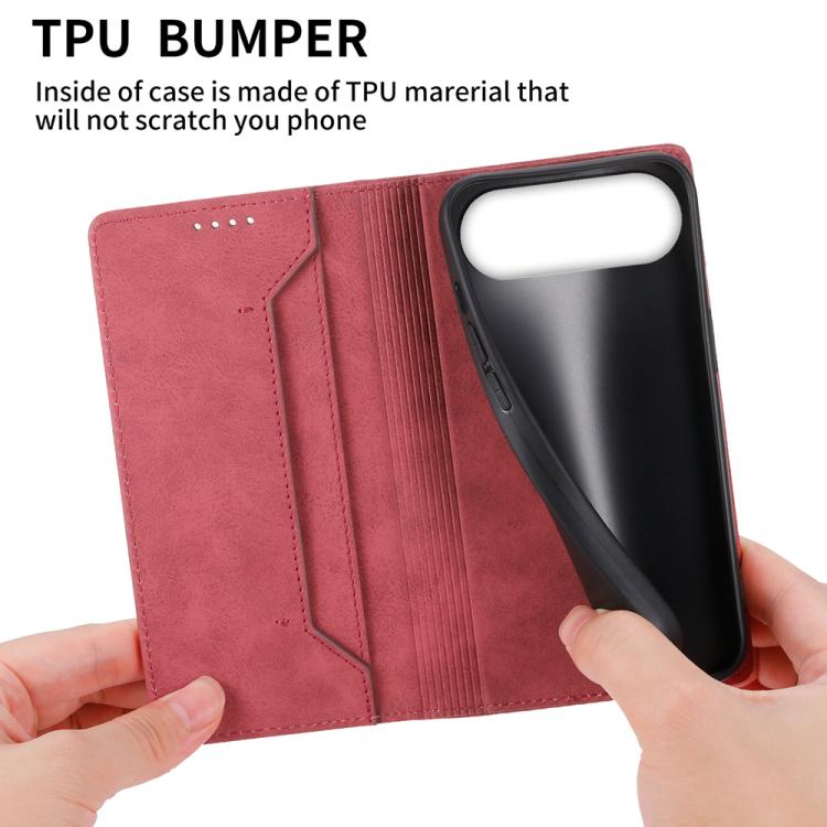 For iPhone Air Business Solid Color Magnetic RFID Leather Phone Case(Red) - iPhone Air Cases by buy2fix | Online Shopping UK | buy2fix