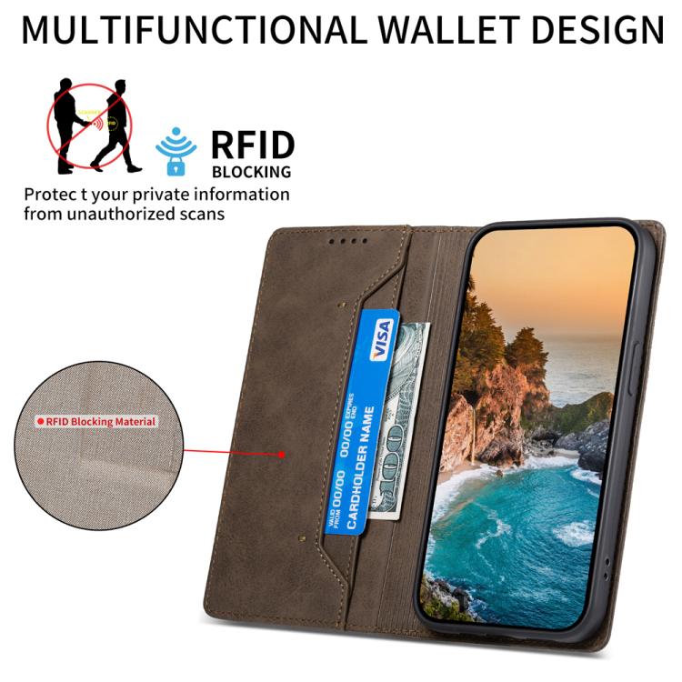 For iPhone Air Business Solid Color Magnetic RFID Leather Phone Case(Brown) - iPhone Air Cases by buy2fix | Online Shopping UK | buy2fix