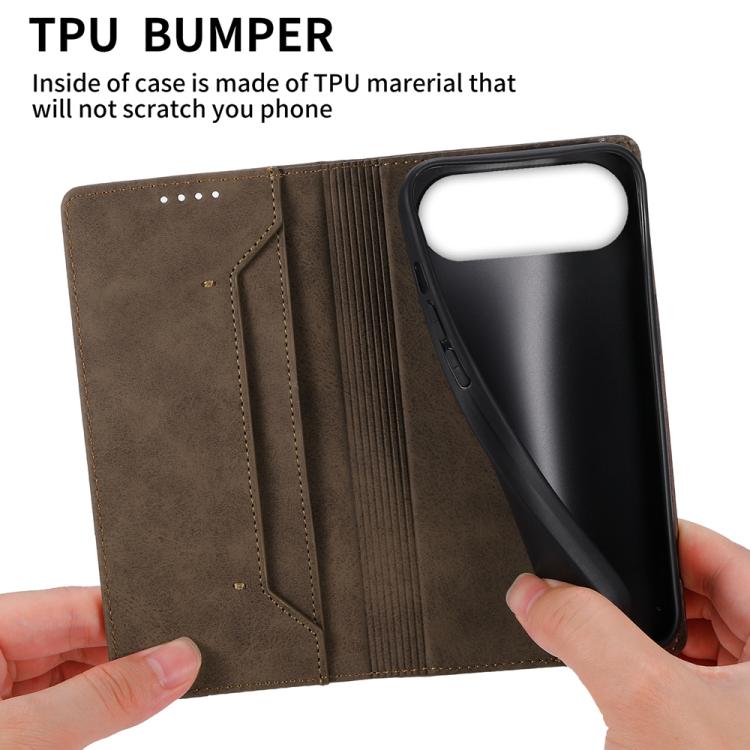 For iPhone Air Business Solid Color Magnetic RFID Leather Phone Case(Brown) - iPhone Air Cases by buy2fix | Online Shopping UK | buy2fix