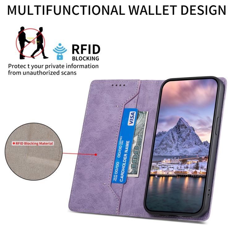 For iPhone Air Business Solid Color Magnetic RFID Leather Phone Case(Purple) - iPhone Air Cases by buy2fix | Online Shopping UK | buy2fix