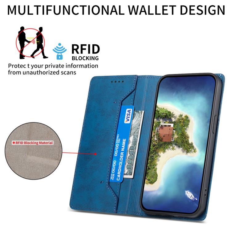 For iPhone Air Business Solid Color Magnetic RFID Leather Phone Case(Blue) - iPhone Air Cases by buy2fix | Online Shopping UK | buy2fix