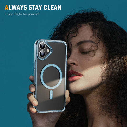 For iPhone 16 Plus Airbag Magsafe PC Hybrid TPU Phone Case(Clear Blue) by buy2fix