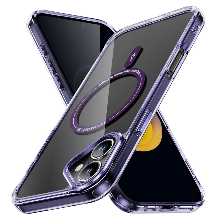 For iPhone 16 Airbag Magsafe PC Hybrid TPU Phone Case(Clear Purple) - iPhone 16 Cases by buy2fix | Online Shopping UK | buy2fix