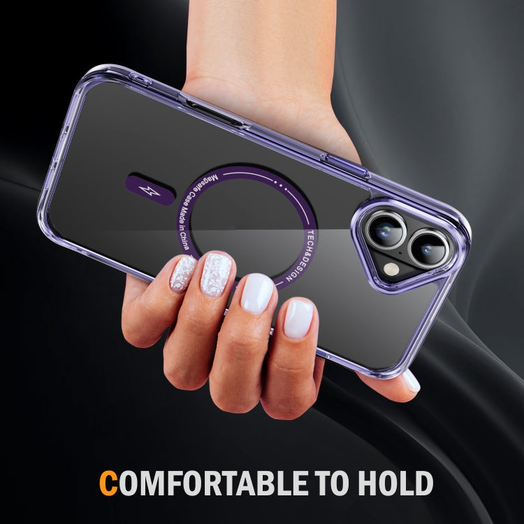 For iPhone 16 Airbag Magsafe PC Hybrid TPU Phone Case(Clear Purple) - iPhone 16 Cases by buy2fix | Online Shopping UK | buy2fix