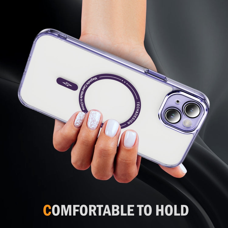 For iPhone 15 Plus Airbag Magsafe PC Hybrid TPU Phone Case(Clear Purple) by buy2fix