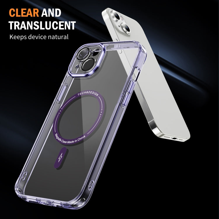 For iPhone 15 Plus Airbag Magsafe PC Hybrid TPU Phone Case(Clear Purple) by buy2fix