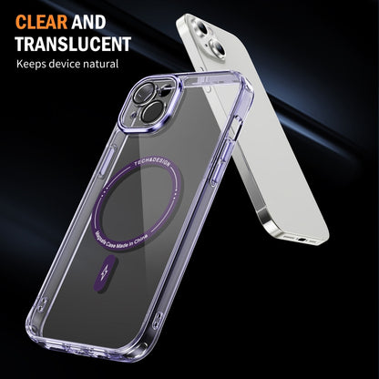 For iPhone 15 Plus Airbag Magsafe PC Hybrid TPU Phone Case(Clear Purple) by buy2fix