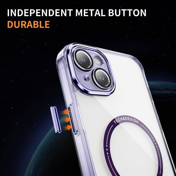 For iPhone 15 Plus Airbag Magsafe PC Hybrid TPU Phone Case(Clear Purple) by buy2fix