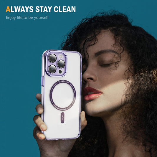 For iPhone 14 Pro Max Airbag Magsafe PC Hybrid TPU Phone Case(Clear Purple) by buy2fix