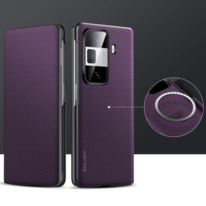 For Honor Magic Vs3 SULADA Kevlar 600D Texture Smart Window Leather Phone Case(Purple) - Honor Cases by SULADA | Online Shopping UK | buy2fix