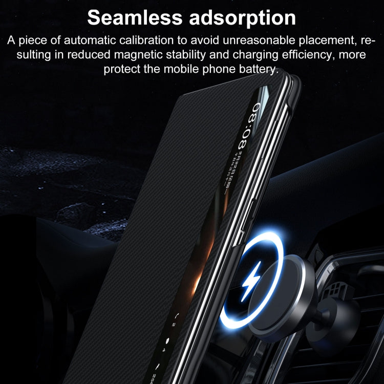 For Honor Magic V3 SULADA Kevlar 600D Texture Smart Window Leather Phone Case(Brown) - Honor Cases by SULADA | Online Shopping UK | buy2fix