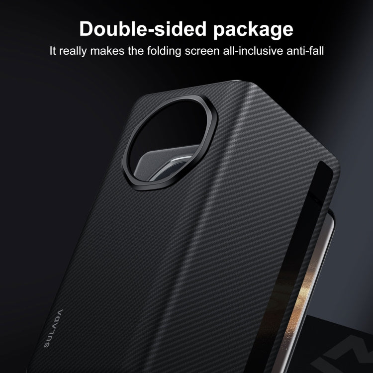 For Honor Magic V3 SULADA Kevlar 600D Texture Smart Window Leather Phone Case(Brown) - Honor Cases by SULADA | Online Shopping UK | buy2fix