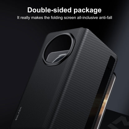 For Honor Magic V3 SULADA Kevlar 600D Texture Smart Window Leather Phone Case(Brown) - Honor Cases by SULADA | Online Shopping UK | buy2fix