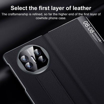 For Huawei Mate X5 / X3 SULADA Smart Series Wristband Holder Smart View Window Genuine Leather Phone Case(Brown) - Huawei Cases by SULADA | Online Shopping UK | buy2fix