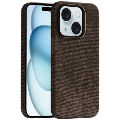 For iPhone 15 Skin Feel Denim Leather MagSafe Phone Case(Light Coffee) - iPhone 15 Cases by buy2fix | Online Shopping UK | buy2fix