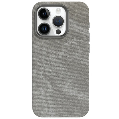 For iPhone 12 Pro Skin Feel Denim Leather MagSafe Phone Case(Grey) - iPhone 12 / 12 Pro Cases by buy2fix | Online Shopping UK | buy2fix