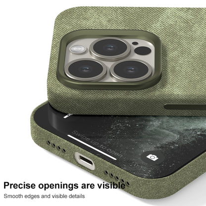 For iPhone 13 Pro Skin Feel Denim Leather MagSafe Phone Case(Army Green) - iPhone 13 Pro Cases by buy2fix | Online Shopping UK | buy2fix