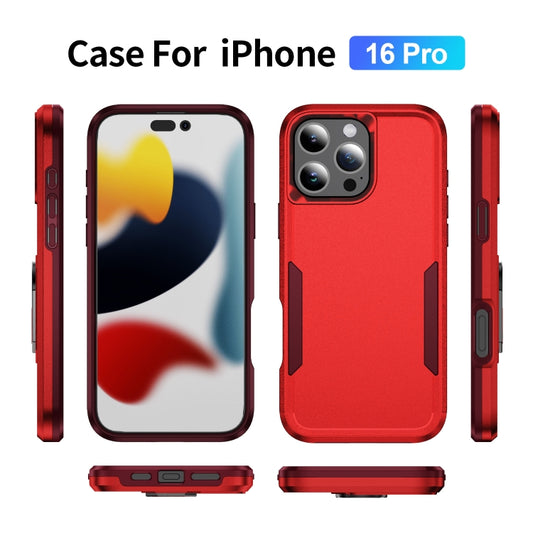 For iPhone 16 Pro Pioneer Armor Heavy Duty PC + TPU Phone Case(Red+Rose Red) by buy2fix