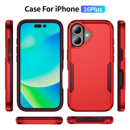 For iPhone 16 Plus Pioneer Armor Heavy Duty PC + TPU Phone Case(Red+Rose Red) - iPhone 16 Plus Cases by buy2fix | Online Shopping UK | buy2fix