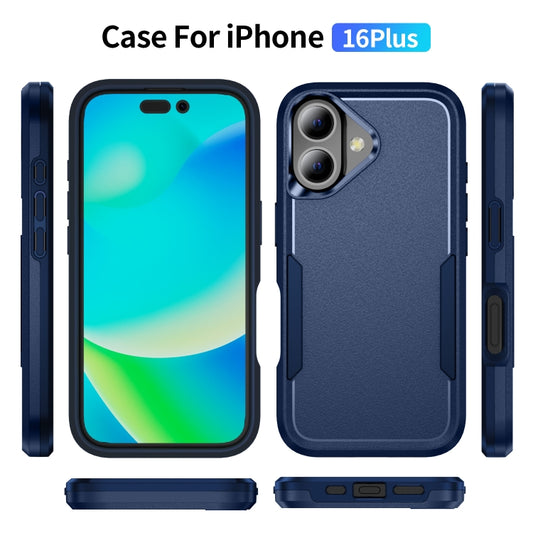For iPhone 16 Plus Pioneer Armor Heavy Duty PC + TPU Phone Case(Blue) by buy2fix