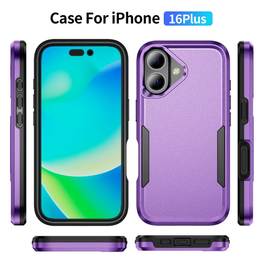 For iPhone 16 Plus Pioneer Armor Heavy Duty PC + TPU Phone Case(Purple+Black) by buy2fix