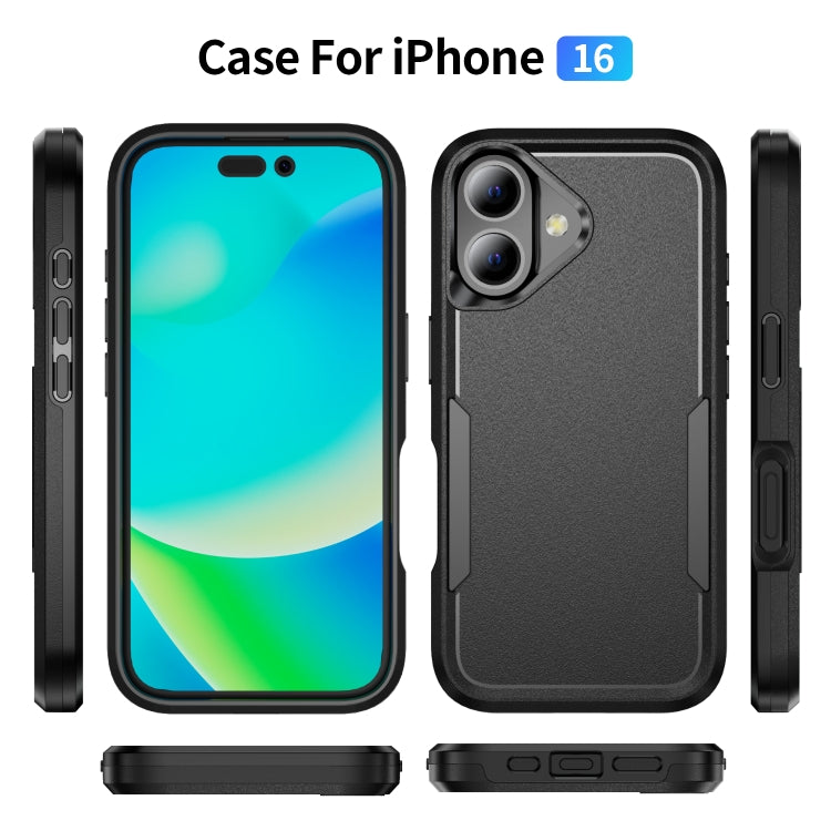 For iPhone 16 Pioneer Armor Heavy Duty PC + TPU Phone Case(Black) - iPhone 16 Cases by buy2fix | Online Shopping UK | buy2fix