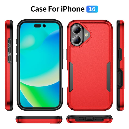 For iPhone 16 Pioneer Armor Heavy Duty PC + TPU Phone Case(Red+Black) by buy2fix