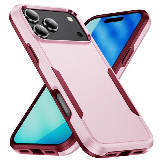 For iPhone 18 Pro Pioneer Armor Heavy Duty PC + TPU Phone Case(Pink+Rose Red)