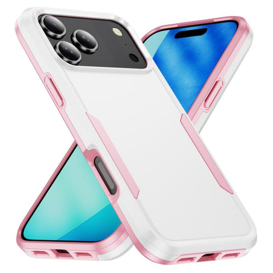 For iPhone 18 Pro Max Pioneer Armor Heavy Duty PC + TPU Phone Case(White+Pink)