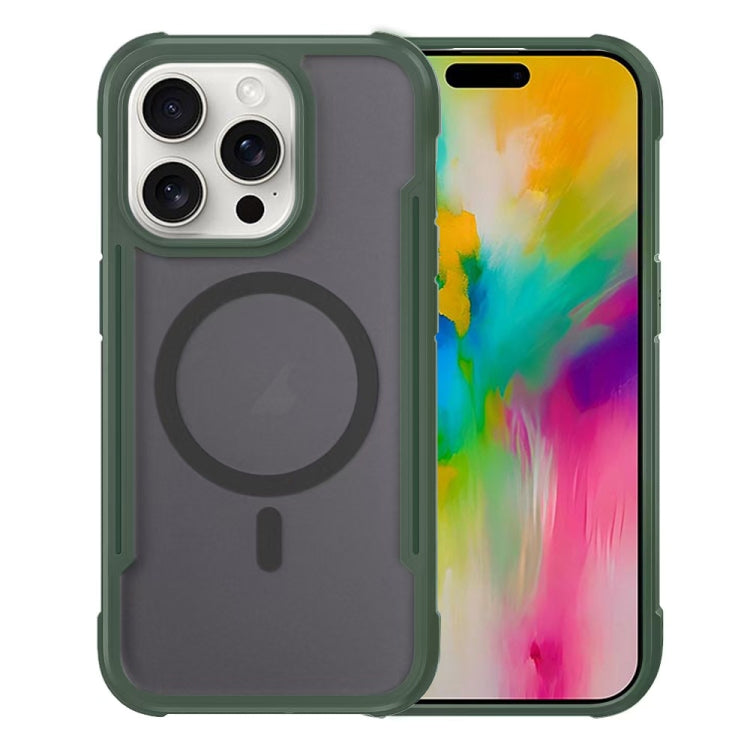 For iPhone 16 Pro Skin Feel Frosted MagSafe Magnetic PC Hybrid TPU Phone Case(Green) - iPhone 16 Pro Cases by buy2fix | Online Shopping UK | buy2fix