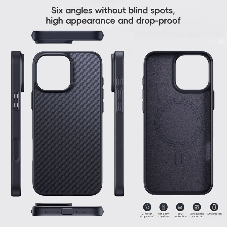 For iPhone 16 Carbon Fiber Kevlar MagSafe Magnetic Phone Case(Black) - iPhone 16 Cases by buy2fix | Online Shopping UK | buy2fix