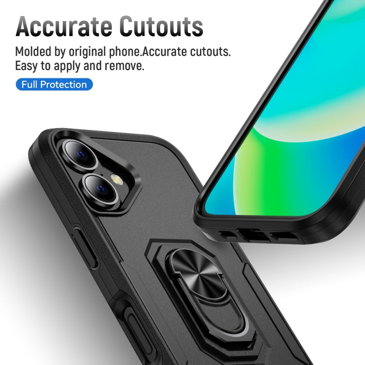 For iPhone 16 Plus Pioneer Armor Heavy Duty PC + TPU Phone Case with Holder(Black) - iPhone 16 Plus Cases by buy2fix | Online Shopping UK | buy2fix