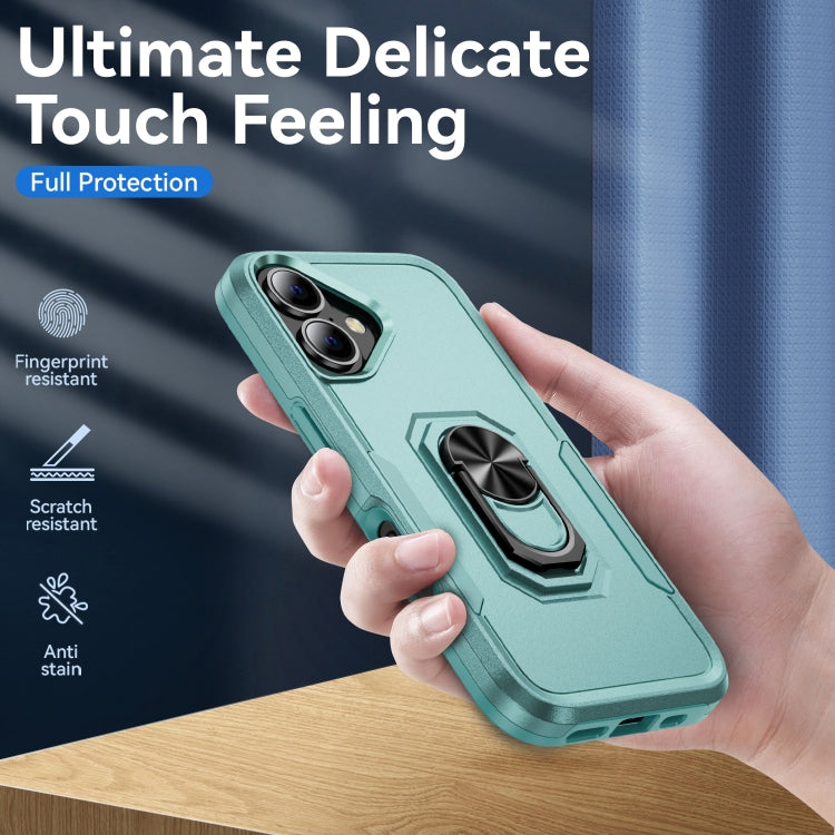 For iPhone 16 Plus Pioneer Armor Heavy Duty PC + TPU Phone Case with Holder(Green) - iPhone 16 Plus Cases by buy2fix | Online Shopping UK | buy2fix