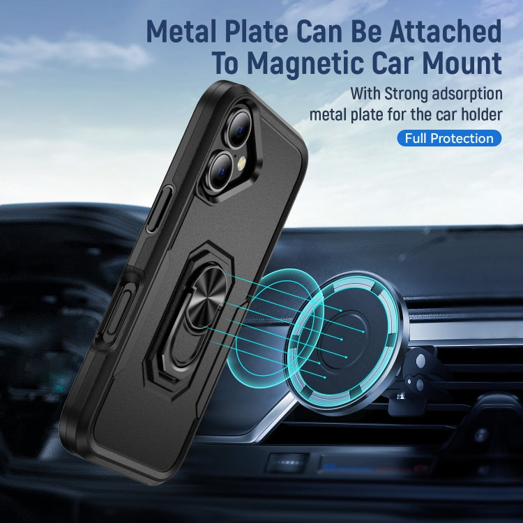 For iPhone 16 Pioneer Armor Heavy Duty PC + TPU Phone Case with Holder(Black) - iPhone 16 Cases by buy2fix | Online Shopping UK | buy2fix