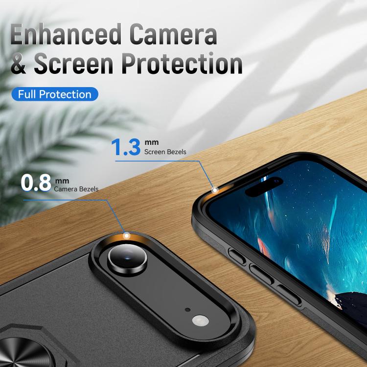 For iPhone Air Pioneer Armor Heavy Duty PC + TPU Phone Case with Holder(Black) - iPhone Air Cases by buy2fix | Online Shopping UK | buy2fix