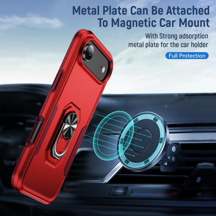 For iPhone Air Pioneer Armor Heavy Duty PC + TPU Phone Case with Holder(Red+Rose Red) - iPhone Air Cases by buy2fix | Online Shopping UK | buy2fix