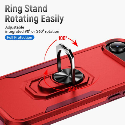 For iPhone Air Pioneer Armor Heavy Duty PC + TPU Phone Case with Holder(Red+Rose Red) - iPhone Air Cases by buy2fix | Online Shopping UK | buy2fix