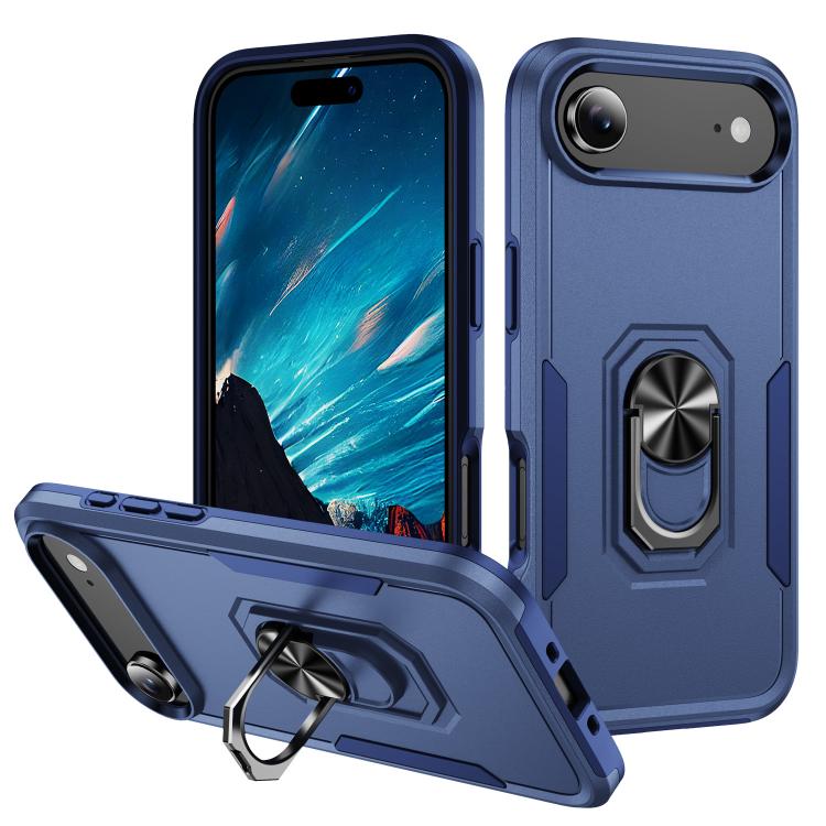 For iPhone Air Pioneer Armor Heavy Duty PC + TPU Phone Case with Holder(Blue) - iPhone Air Cases by buy2fix | Online Shopping UK | buy2fix