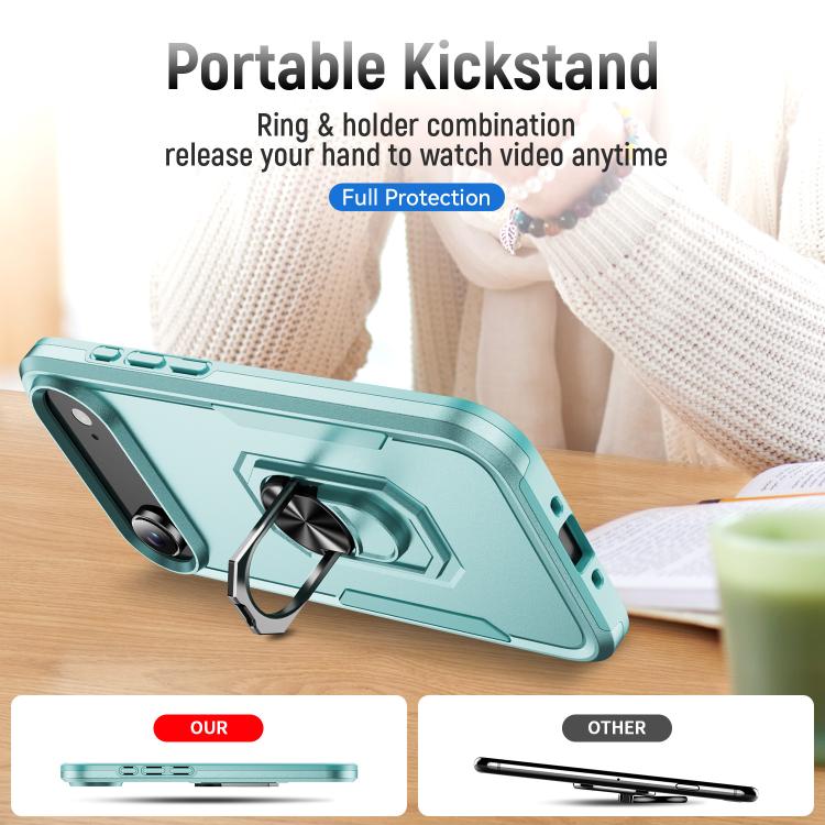 For iPhone Air Pioneer Armor Heavy Duty PC + TPU Phone Case with Holder(Green) - iPhone Air Cases by buy2fix | Online Shopping UK | buy2fix