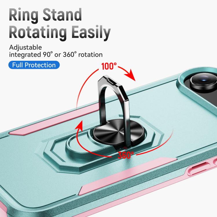 For iPhone Air Pioneer Armor Heavy Duty PC + TPU Phone Case with Holder(Green+Pink) - iPhone Air Cases by buy2fix | Online Shopping UK | buy2fix