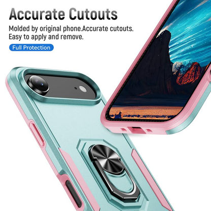 For iPhone Air Pioneer Armor Heavy Duty PC + TPU Phone Case with Holder(Green+Pink) - iPhone Air Cases by buy2fix | Online Shopping UK | buy2fix