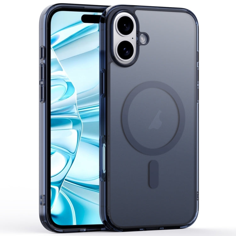 For iPhone 16 Plus Crystal Clear Frosted MagSafe Magnetic Phone Case(Transparent Titanium Blue) - iPhone 16 Plus Cases by buy2fix | Online Shopping UK | buy2fix