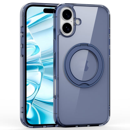 For iPhone 16 Plus Crystal Clear MagSafe Magnetic Holder Phone Case(Transparent Titanium Blue) by buy2fix