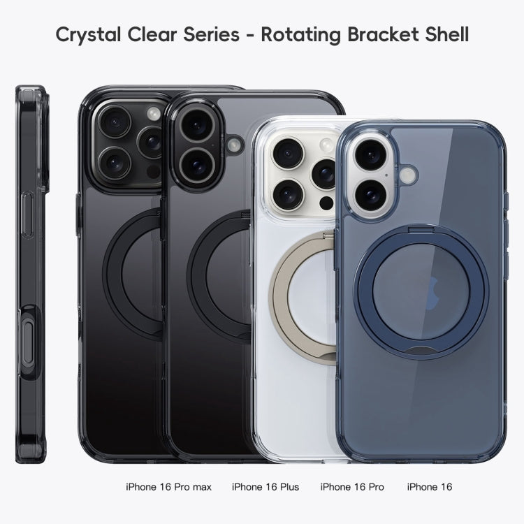 For iPhone 16 Plus Crystal Clear MagSafe Magnetic Holder Phone Case(Transparent Titanium Blue) by buy2fix