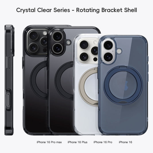 For iPhone 16 Plus Crystal Clear MagSafe Magnetic Holder Phone Case(Transparent Titanium Blue) by buy2fix