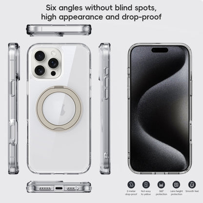 For iPhone 16 Plus Crystal Clear MagSafe Magnetic Holder Phone Case(Transparent Black) by buy2fix