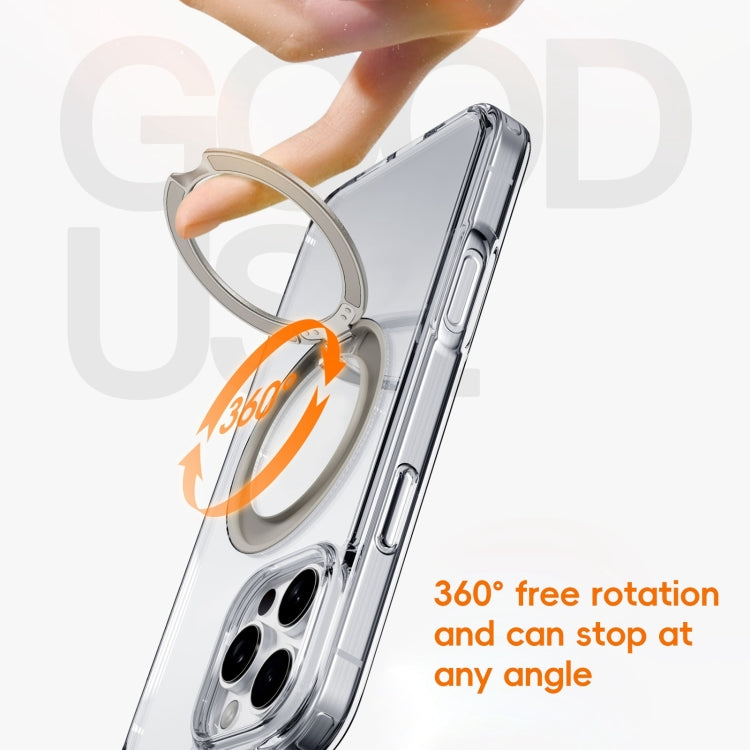 For iPhone 16 Plus Crystal Clear MagSafe Magnetic Holder Phone Case(Transparent) by buy2fix